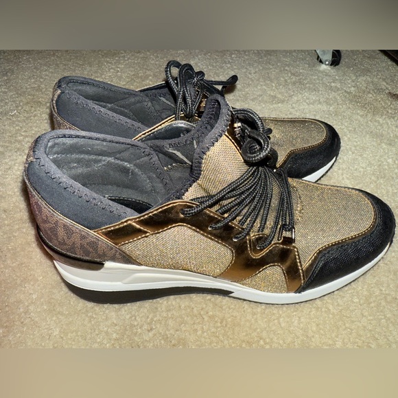 Michael Kors Women's Sneakers in Black and Gold - Picture 1 of 6